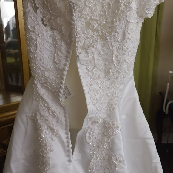 Michaelango Size 18 Wedding Dress 52" Length - Picture 8 of 16